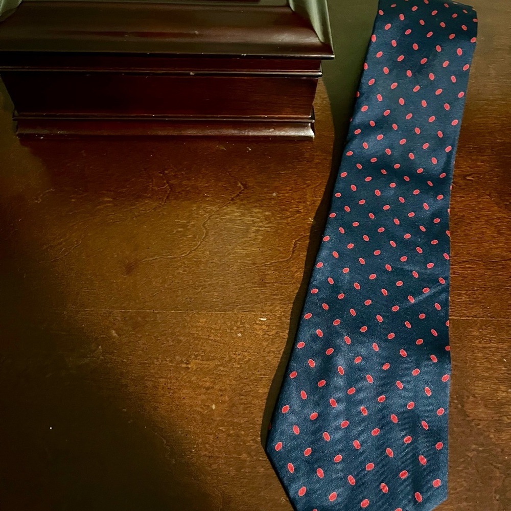 Herzfeld Navy Blue Silk Polka Dot Tie Classic Accessory